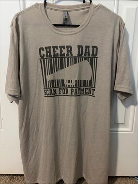 Next Level Apparel Beige 'Cheer Dad' Short Sleeve Graphic Tee